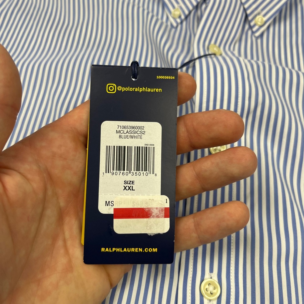 NWT Ralph Lauren Button Down Mens XXL Blue White Striped Performance Shirt - Picture 4 of 9